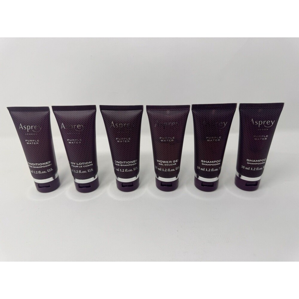 Asprey London Purple Water Toiletries Travel Size Lot of 6